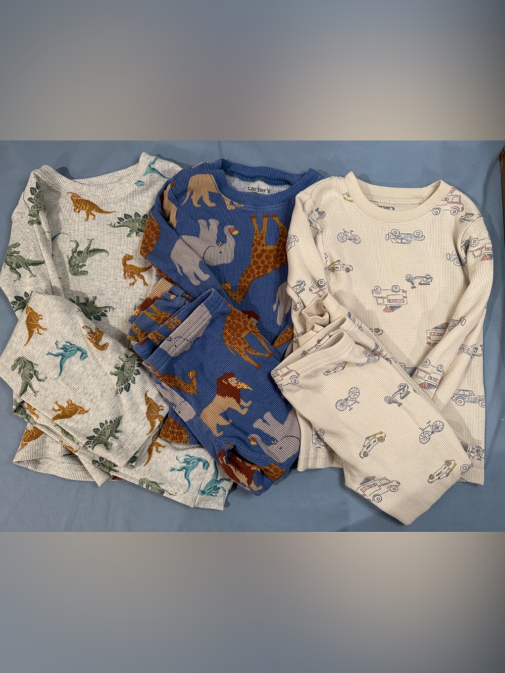 Carter's Kids 3-Pack Pajama Sets in Blue, Gray, Cream